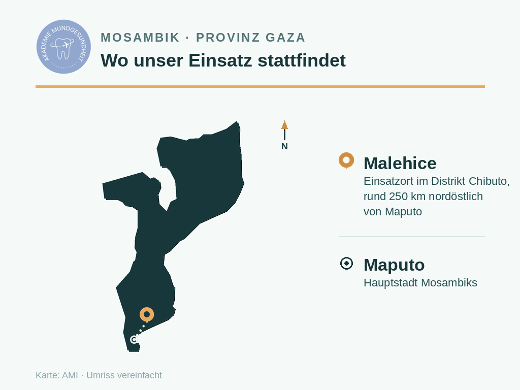 Karte Malehice in Mosambik - Akademie Mundgesundheit